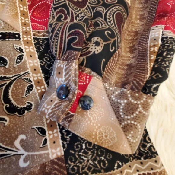 Allison Daley Vtg Art Blouse Size 18W Autumn Floral Button-up Long Sleeve Boho - Picture 11 of 12